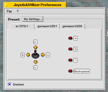 Панель настроек Joystick Utilizer v2.0